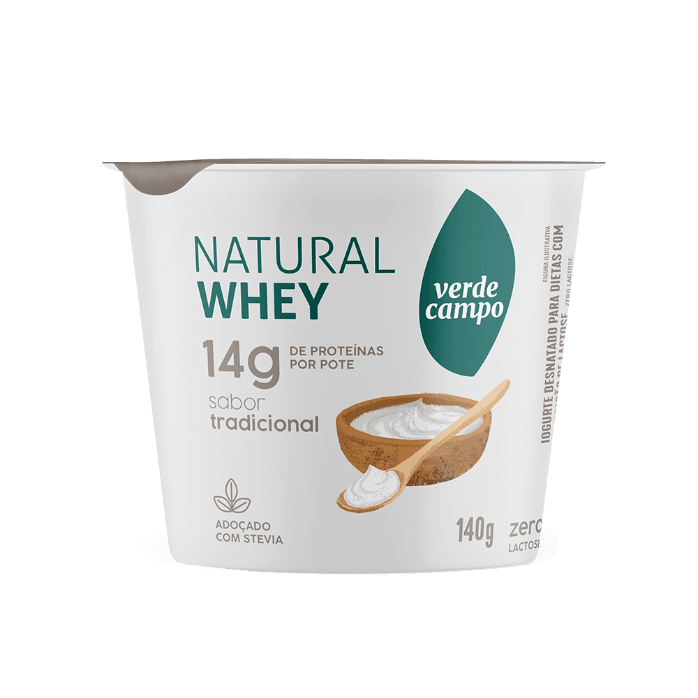 Iogurte Natural Whey Colherável Tradicional 14g de Proteína Verde Campo 