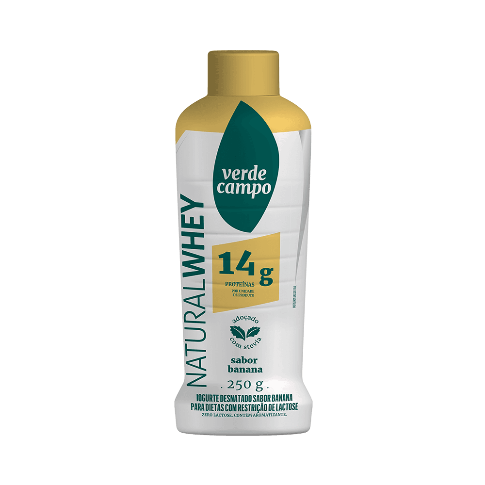 Iogurte Natural Whey Banana 14g de Proteína Verde Campo